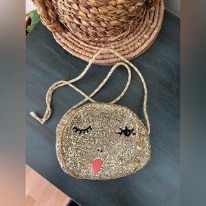 J.Crew Crewcuts Girls Wink Smiley Heart Face Glitter Bag.